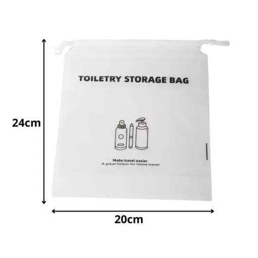 Vízálló, féláttetsző PEVA kozmetikai utazótáska húzózsinórral 24×20 cm