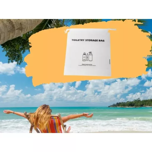 Vízálló, féláttetsző PEVA kozmetikai utazótáska húzózsinórral 24×20 cm