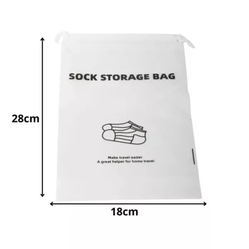 Vízálló utazó zoknitasak, PEVA, 28×18 cm, félig átlátszó