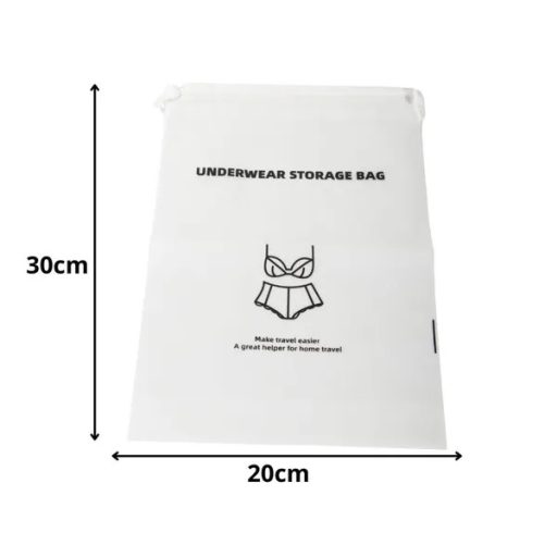 Vízálló fehérnemű-utazótasak PEVA, 30×20 cm, zsinóros