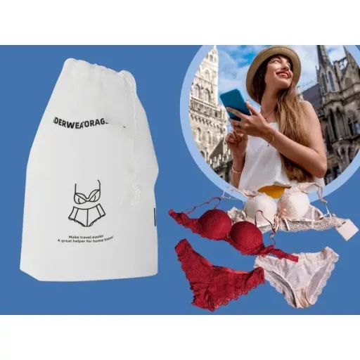 Vízálló fehérnemű-utazótasak PEVA, 30×20 cm, zsinóros