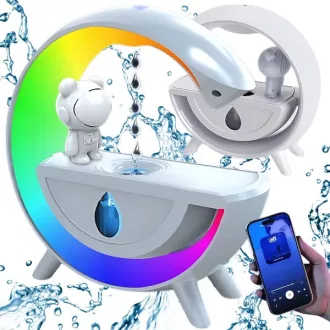   Űrhajós 3-az-1-ben párásító bluetooth hangszóróval, RGB LED-del, 350 ml