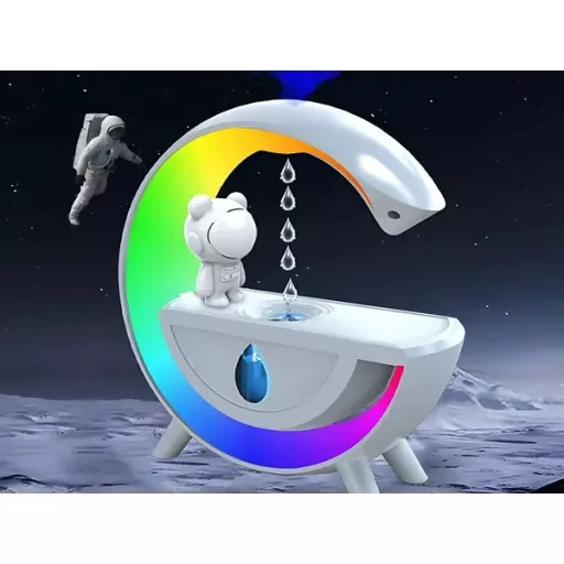 Űrhajós 3-az-1-ben párásító bluetooth hangszóróval, RGB LED-del, 350 ml