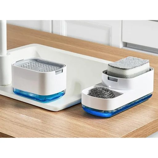 Mosogatószer adagoló szivaccsal, kétrekeszes műanyag, 23×10×8,5 cm