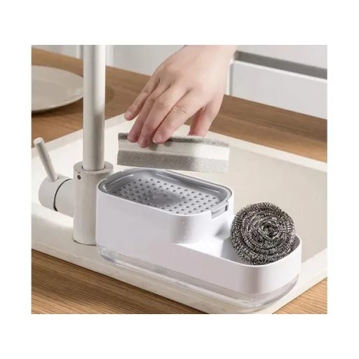 Mosogatószer adagoló szivaccsal, kétrekeszes műanyag, 23×10×8,5 cm