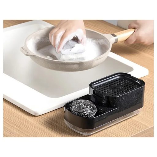 Mosogatószer adagoló szivaccsal, kétrekeszes műanyag, 23×10×8,5 cm