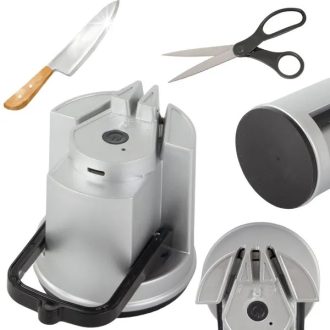   Elektromos kés- és ollóélező tapadókoronggal, USB-töltés, kompakt