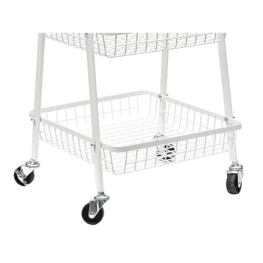 Háromszintes fém tárolókocsi fékezhető kerekeken, 78×40×32 cm
