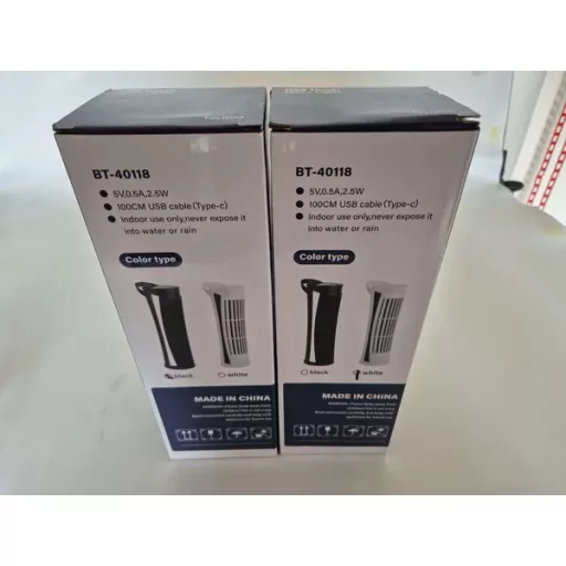 Mini USB oszlop ventilátor LED világítással, 2 fokozat, 26 cm