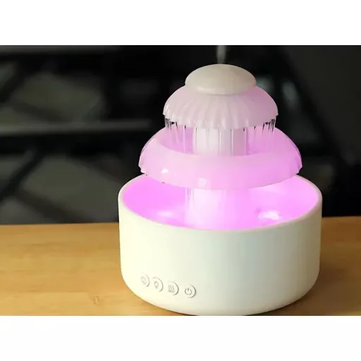 Ultrahangos aromadiffúzor és párásító szökőkút, 600 ml, RGB LED, USB