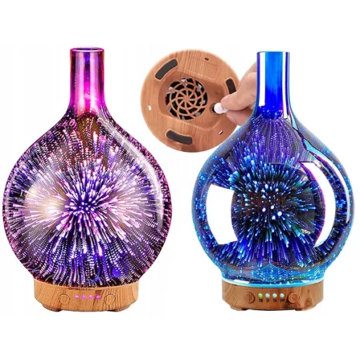 120 ml üveg aroma diffúzor, párásító és 3D RGB éjszakai fény időzítővel