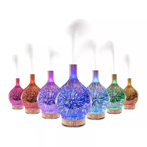 120 ml üveg aroma diffúzor, párásító és 3D RGB éjszakai fény időzítővel