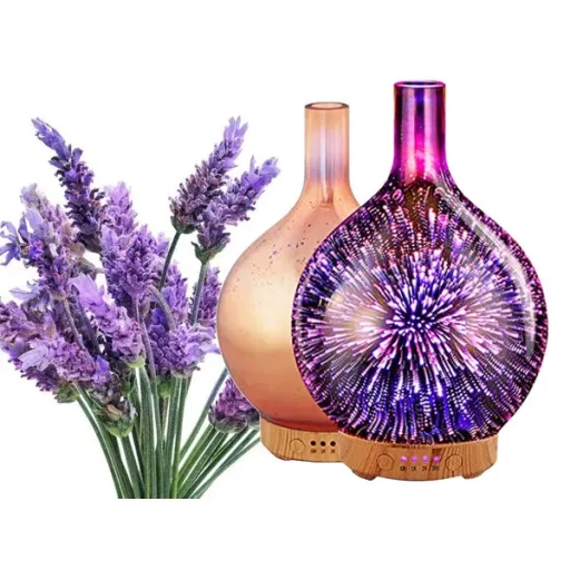 120 ml üveg aroma diffúzor, párásító és 3D RGB éjszakai fény időzítővel