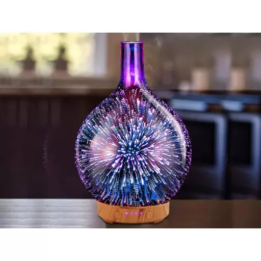 120 ml üveg aroma diffúzor, párásító és 3D RGB éjszakai fény időzítővel