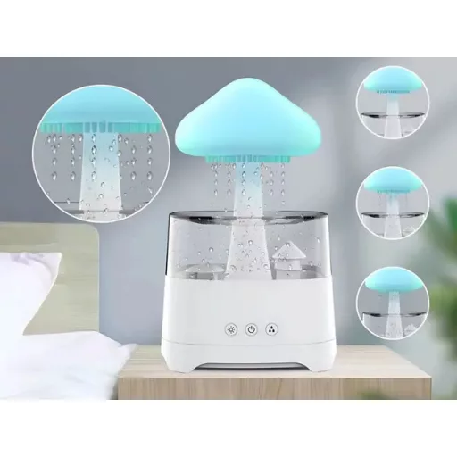 Gombakalap alakú 450 ml USB párásító aroma diffúzor RGB fénnyel, távirányítóval