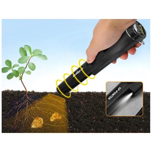 Kézi pinpointer fémdetektor IP66, LED-es, akkumulátorral, 23 cm, fekete