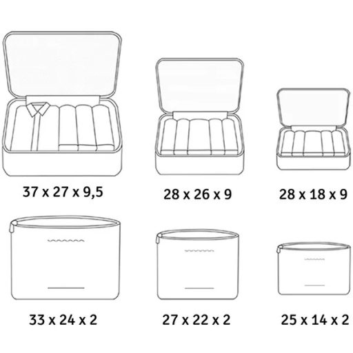 Utazási rendező szett 6 db, vízálló poliészter, világoskék