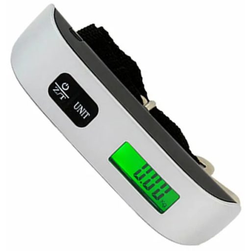 Digitális poggyászmérleg hőmérővel, 50 kg/10 g, 20 cm pánt