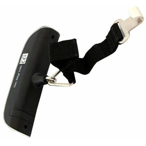 Digitális poggyászmérleg hőmérővel, 50 kg/10 g, 20 cm pánt