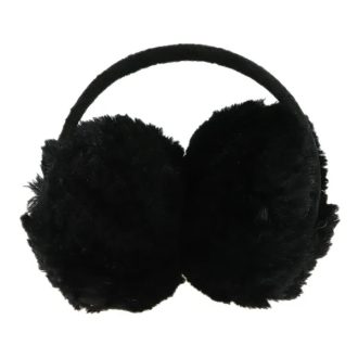   Fekete meleg fülmelegítő, puha öko-szőrme, 58 cm fejméretig
