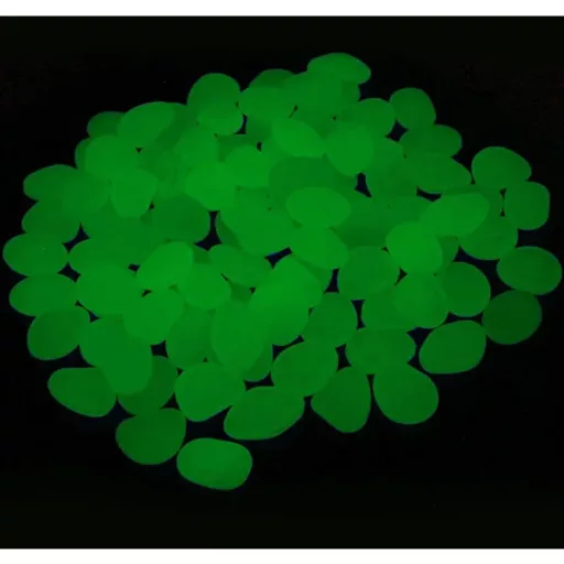 100 db fluoreszkáló zöld kavics 2-3 cm kert és akvárium dekorációhoz