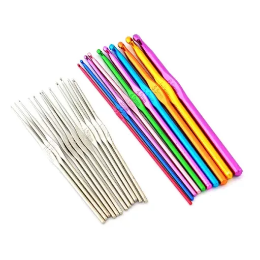 22 darabos alumínium horgolótű készlet tokban, 0,6-6,5 mm