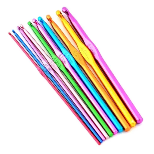 22 darabos alumínium horgolótű készlet tokban, 0,6-6,5 mm