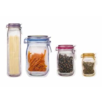   20 darab zipzáras élelmiszer tároló tasak, befőttesüveg minta, 4 méret