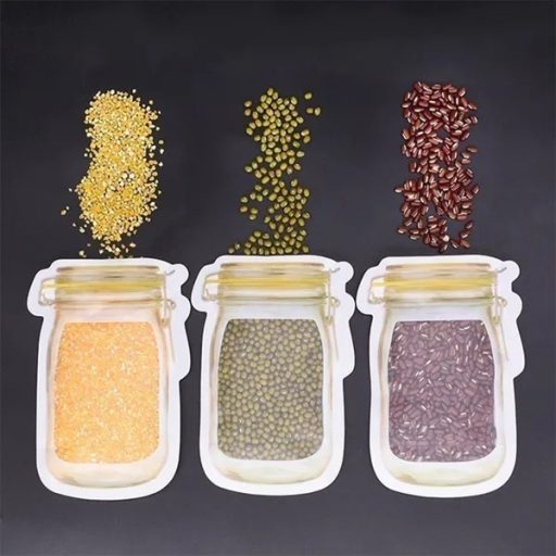 20 darab zipzáras élelmiszer tároló tasak, befőttesüveg minta, 4 méret