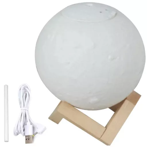 Ultrahangos hold alakú légnedvesítő LED lámpával, USB, 0,88 l