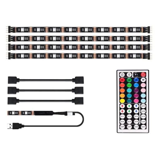 RGB LED TV háttérvilágítás készlet, 4×50 cm USB, távirányítóval