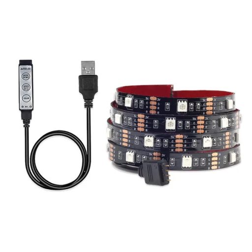 RGB LED TV háttérvilágítás készlet, 4×50 cm USB, távirányítóval