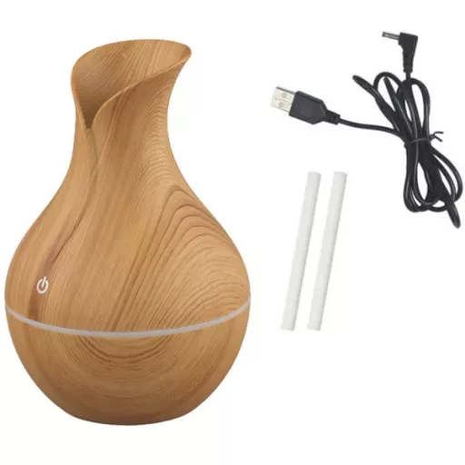 Ultrahangos USB mini párásító, 200 ml, LED éjjeli fény, barna