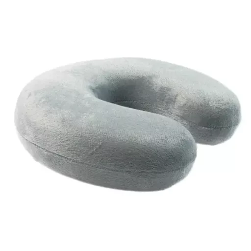 Szürke U-alakú memóriahabos utazópárna autóba, 26×26×8 cm