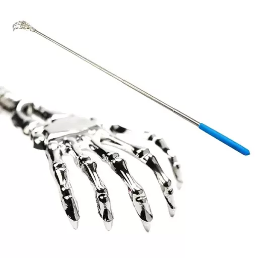 Teleszkópos acél hátvakaró, 21–56 cm, műanyag markolattal