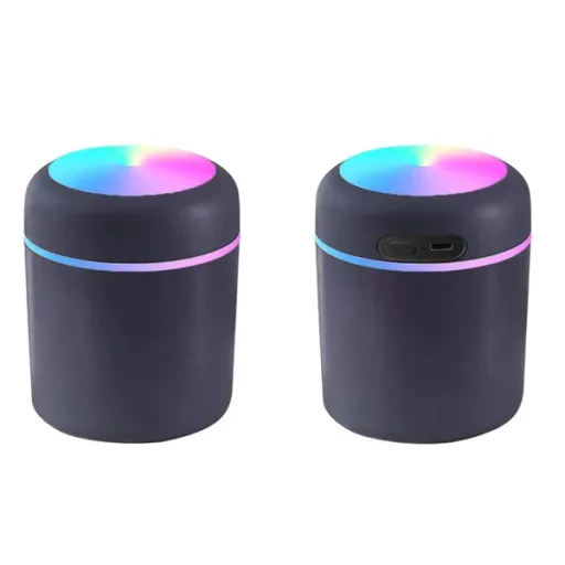 Ultrahangos USB mini párásító LED lámpával, 300 ml, szürke