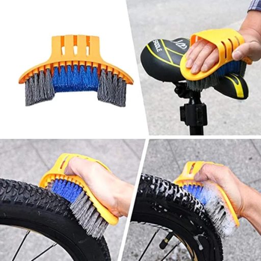 6 részes kerékpár tisztítókefe készlet műanyag, mikroszálas kesztyűvel