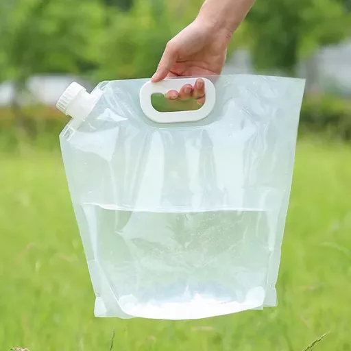 Összehajtható 10 l-es víztároló kanna, műanyag, átlátszó