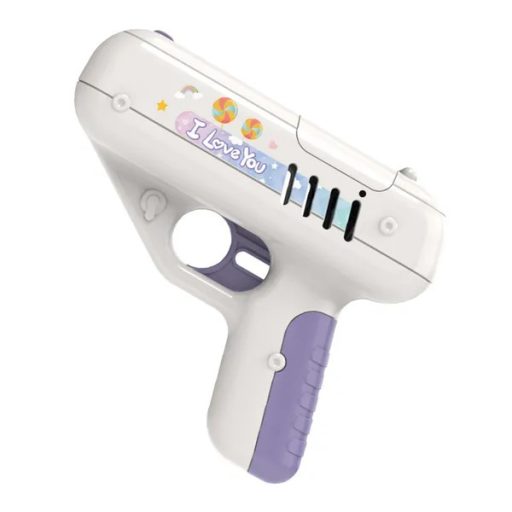 Elemes lila nyalóka-kilövő pisztoly gyerekeknek, 12 cm