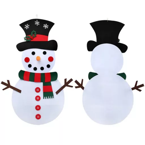 DIY filc hóember készlet gyerekeknek, 100 cm, 30 dísz