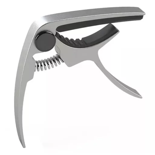 Univerzális alumínium gitár kapodaszter, ezüst, erős rugó + pengető