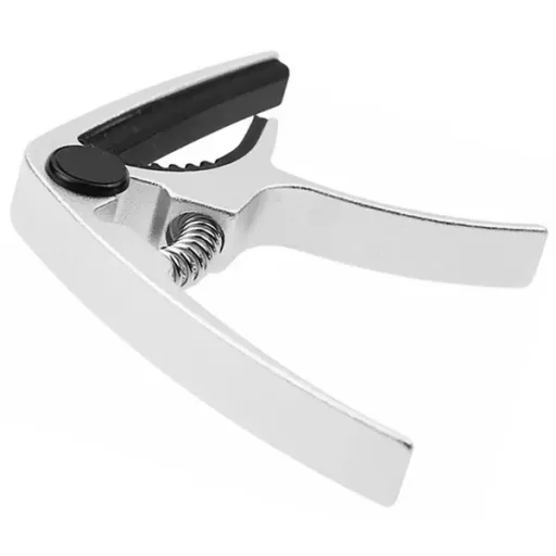 Univerzális alumínium gitár kapodaszter, ezüst, erős rugó + pengető