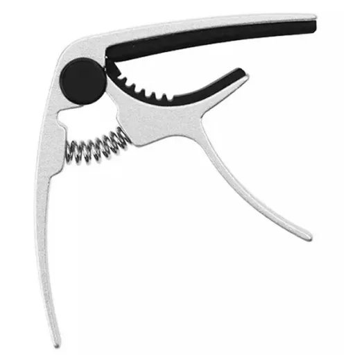 Univerzális alumínium gitár kapodaszter, ezüst, erős rugó + pengető