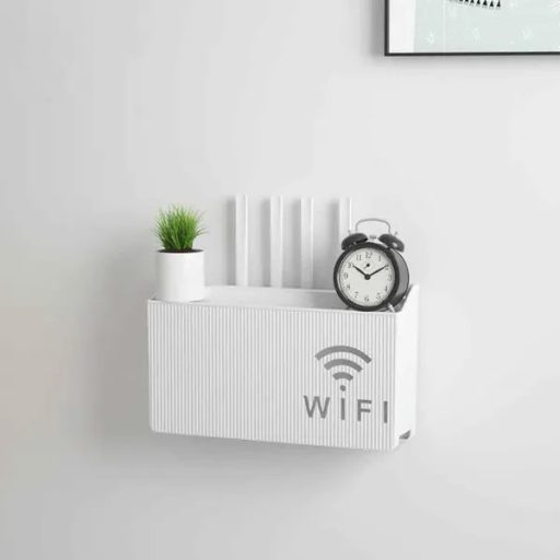 Falra szerelhető fém wifi router tartó, fehér