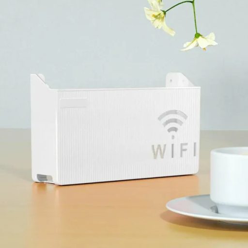 Falra szerelhető fém wifi router tartó, fehér