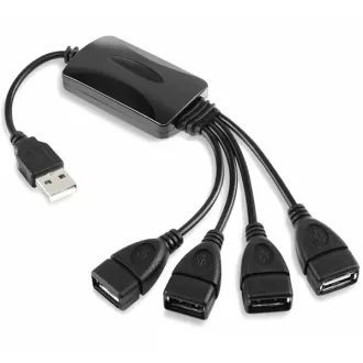 USB 2.0 4-portos aktív hub kapcsolható portokkal, fekete