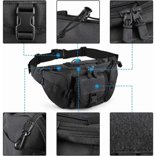 Vízálló taktikai deréktáska, fekete