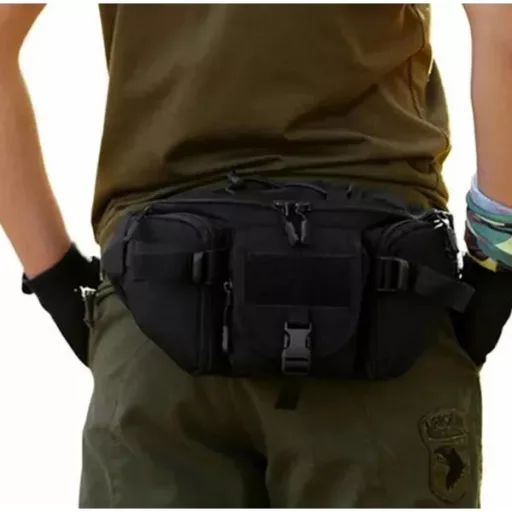 Vízálló taktikai deréktáska, fekete