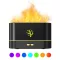 Fekete RGB lánghatású USB levegő párásító, 180 ml, 30 m²