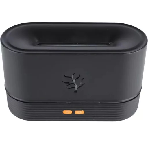 Fekete RGB lánghatású USB levegő párásító, 180 ml, 30 m²